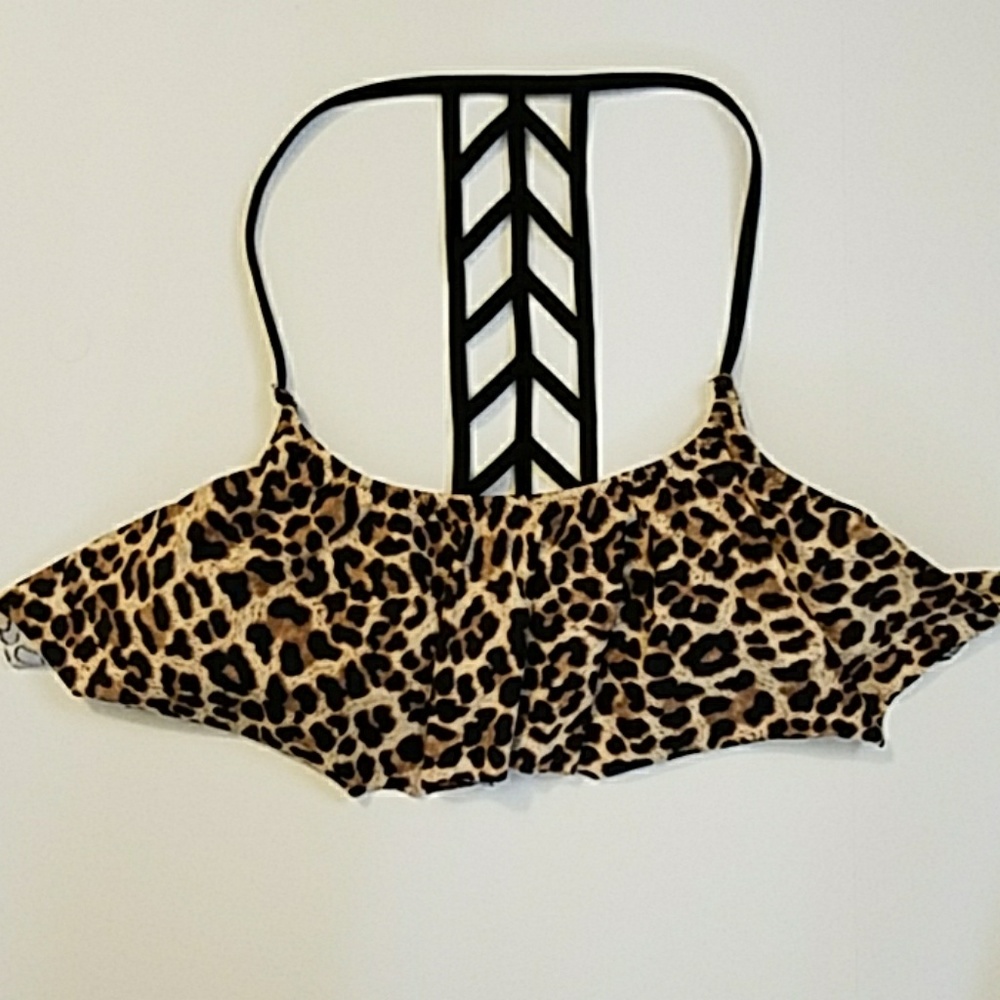 VS PINK Leopard Bikini Top sz S